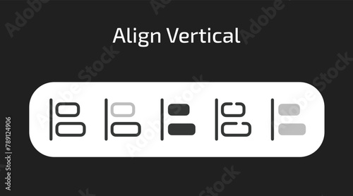 Align Vertical Left icons in 5 different styles as vector