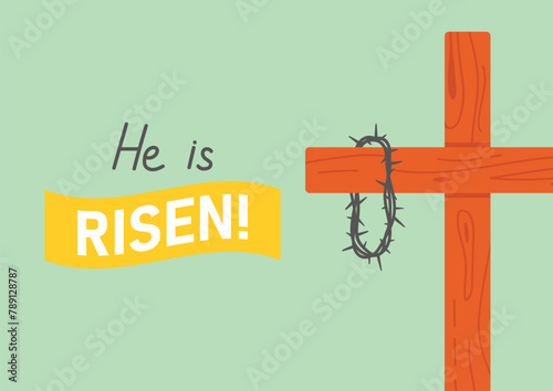 Christian card for Easter "He is Risen"	