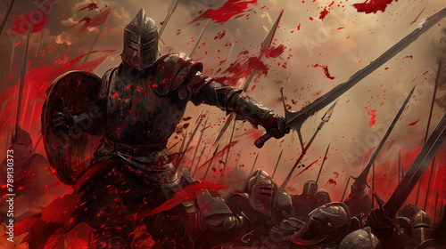 fantasy army battle warrior knight medieval - by generative ai