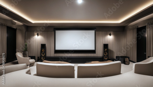 soundproof home theater generative ai design technology frame music space wall interior room digital luxury television cinema furniture modern motion picture media audio system