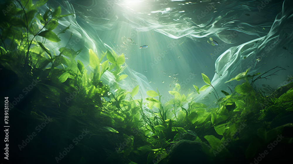 Underwater scene with rays of light Underwater scene with rays of light