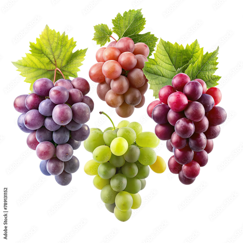 Obraz premium Red and green Grapes isolated on transparent background
