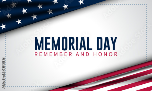 Memorial day background design with remember and honor text