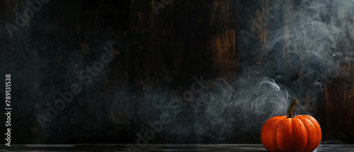 Fog and Smoke On Table In Black Dark Background Hall photo