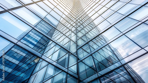 Office buildingfacade Close up of a modern glass building : Generative AI