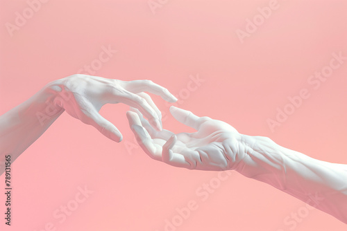 Hand sculpture from the picture of the creation of adam, creation of adam, concept of the creation of man, sculpted hands  photo