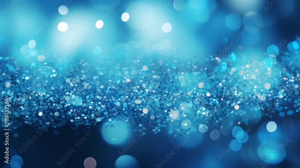 Holiday, christmas, new year, new year's eve background banner template - Abstract gold blue glitter bokeh lights texture, de-focused