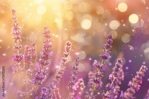 Vibrant Sunlight Glowing on a Dense Cluster of Lavender