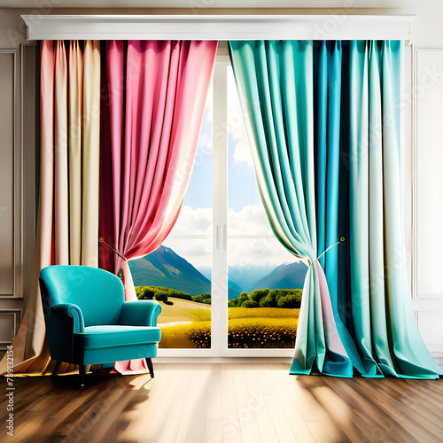 elegant curtains in front of the window  ai-generatet