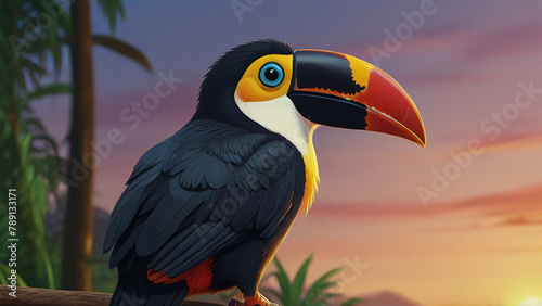 Handdrawn funny toucan bird with Cartoon design for kids. Perfect for shirts  wallpaper  posters  and print. Isolated vector illustration