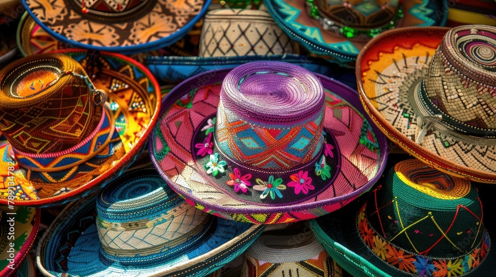 Vibrant traditional Mexican Sombreros found in Becal