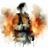 Firefighter illustration with Generative AI.