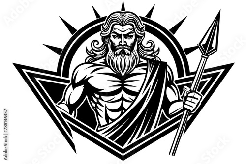 Design illustration  modern pop art god Zeus con  strident  label cubism circle vector silhouette 