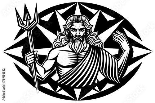 Design illustration  modern pop art god Zeus con  strident  label cubism circle vector silhouette 