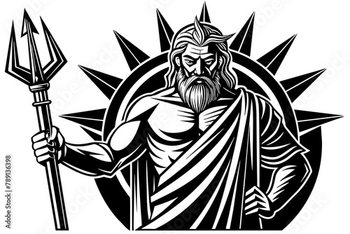 Design illustration  modern pop art god Zeus con  strident  label cubism circle vector silhouette 