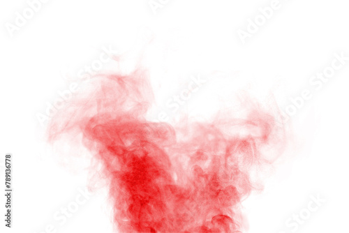 red smoke steam spray isolated on a white background. abstract vapor water concept of texture cold mist or hot vapor, fog effect, and cloud for design air pollution, element smog