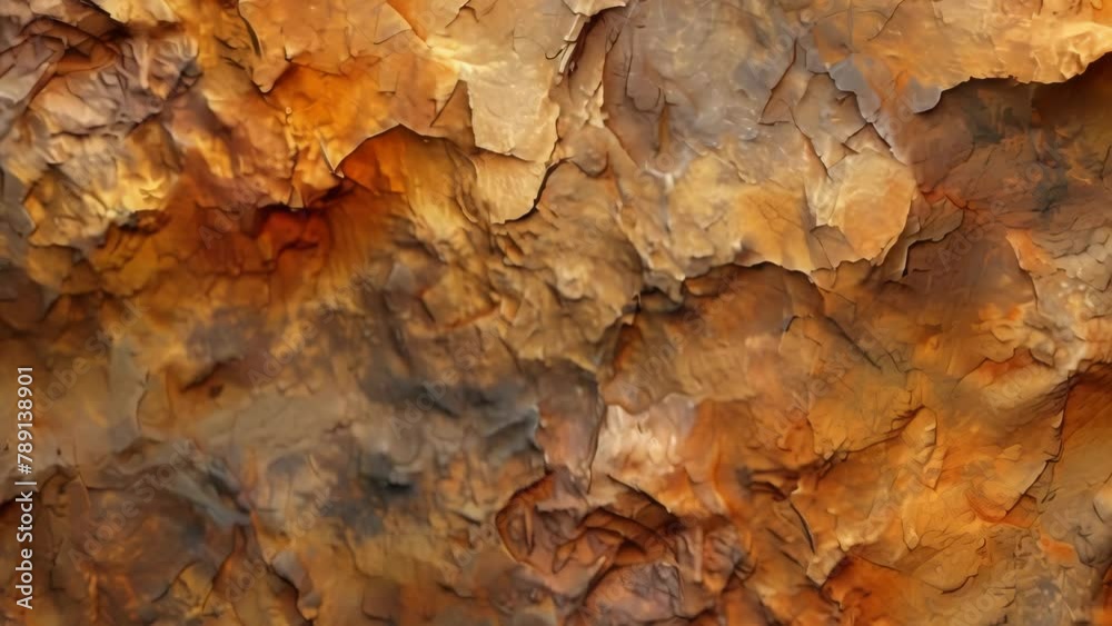 An abstract rusty metal texture background in shades of deep brown and ocher. The oxidation and degradation of the metal surface has formed a distinctive coloration and pattern. 