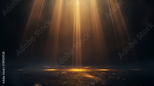 Abstract background with dark gold light rays