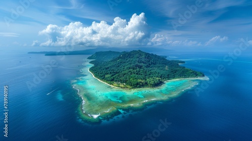 Aerial view of the Andaman Islands, pristine beaches and coral reefs © mogamju