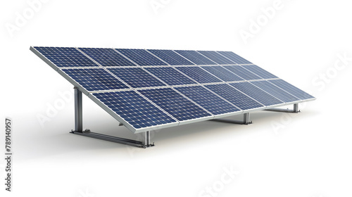 Modern Blue Solar Panels on White Background Illustrating Renewable Energy
