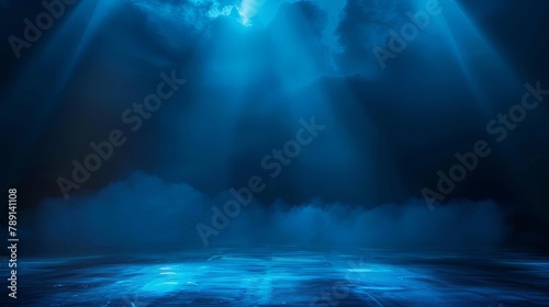 Abstract background with dark blue light rays