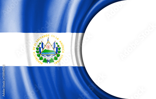 Abstract illustration, El Salvador flag with a semi-circular area White background for text or images.