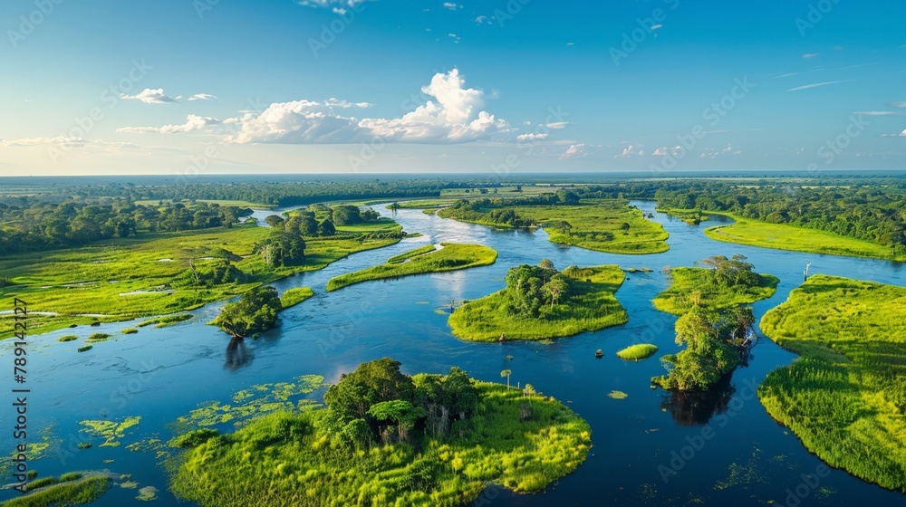 Aerial view of the Pantanal, vast floodplains and diverse ecosystems