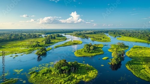 Aerial view of the Pantanal, vast floodplains and diverse ecosystems photo