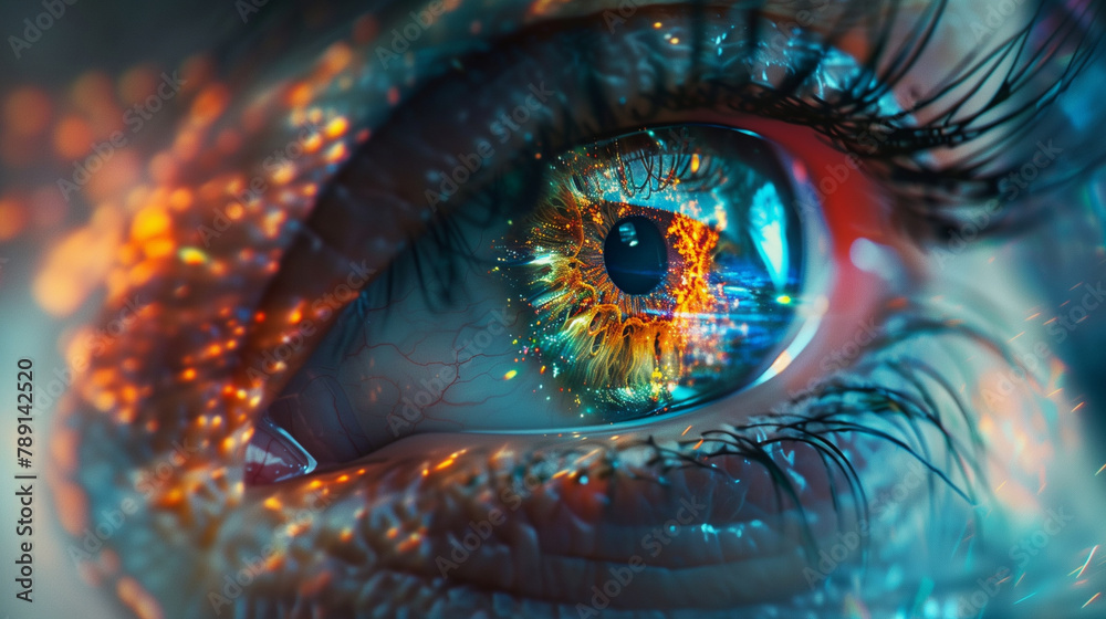 eye and colorful light
