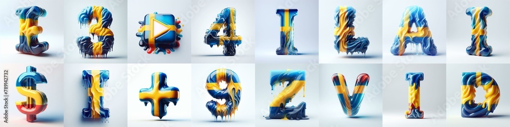 Naklejka premium Sweden flag glass lettering. AI generated illustration