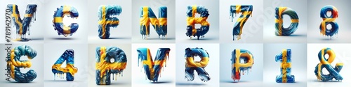 Sweden flag glass lettering. AI generated illustration photo