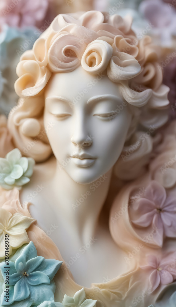 Portrait of a Woman with Beautiful Soap Hair and Ornaments