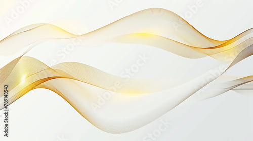 Golden lines smooth color wave pattern background. Blue wave lines on white background. Abstract wave element for design. 