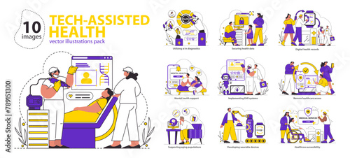 Tech-Assisted Health Flat Vector illustration.