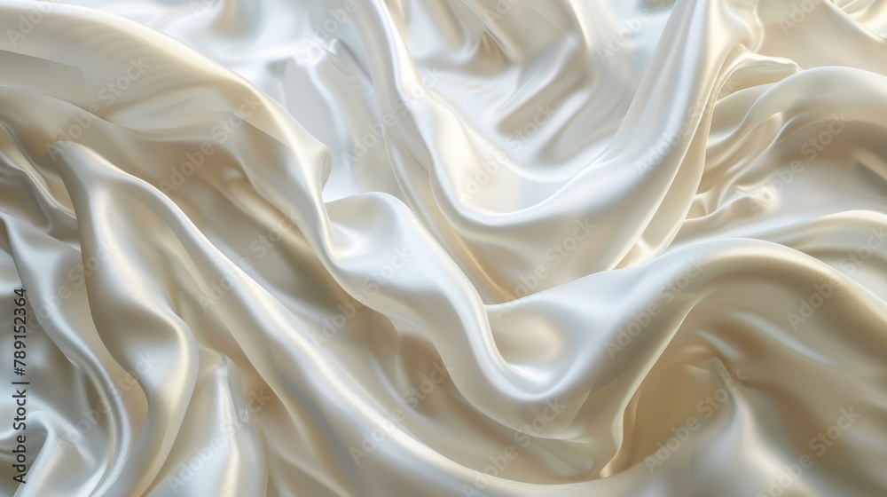 Flowing cream white silk caught in a gentle breeze, styled in a realistic manner to capture movement and grace. Flowing cream white silk caught in a gentle breeze, styled in a realistic manner to capture movement and grace.