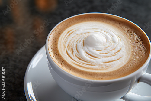 Cappuccino and milk foam close up view. AI-Generated Image