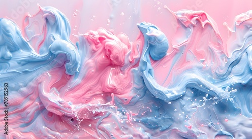 Pink and blue liquid background, fluid acrylics, fluid forms photo
