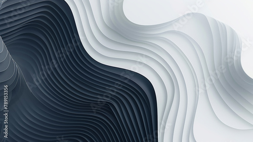 abstract dark blue and white wave, papercut background.