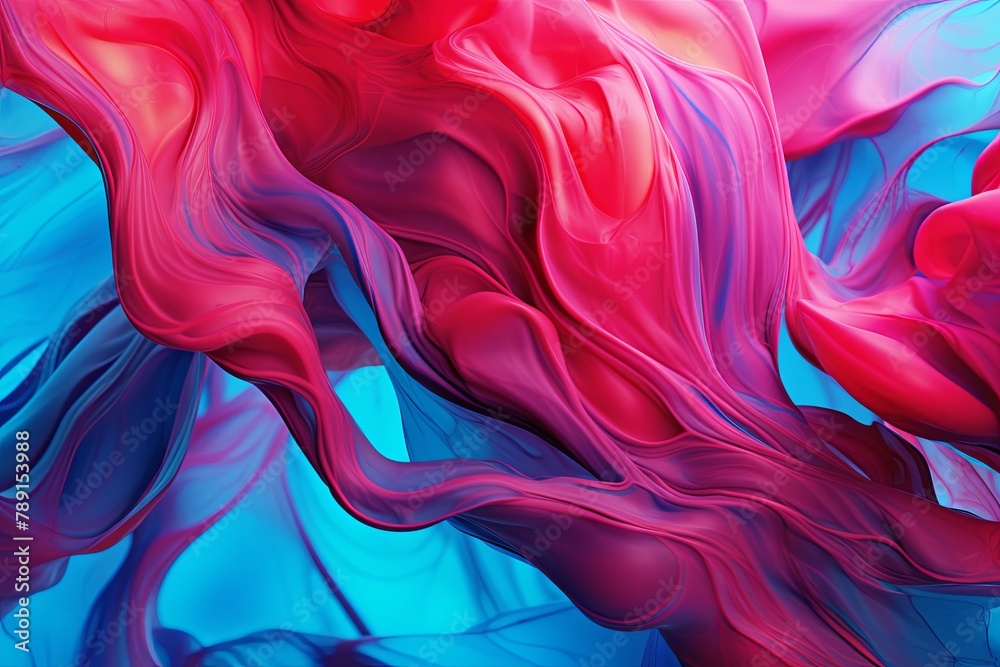 Obraz premium Maroon Cyan Liquid Flow: Abstract Color Blend Wallpapers