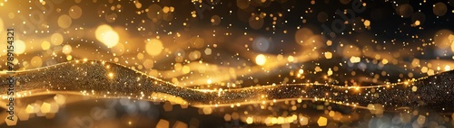 gold particles glisten in the air, gold sparkles in a viscous fluid have the effect of advection with depth of field and bokeh ,composition of gold particles with a depth of field