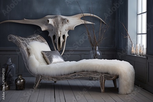Seal Skin Upholstery & Narwhal Tusk Displays: Arctic Explorer's Winter Lounge Ideas photo