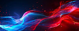 Abstract background with glowing lines in the shape of waves and more.