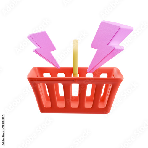 colourful red 3d shopping basket with lightning bolts (ID: 789155930)
