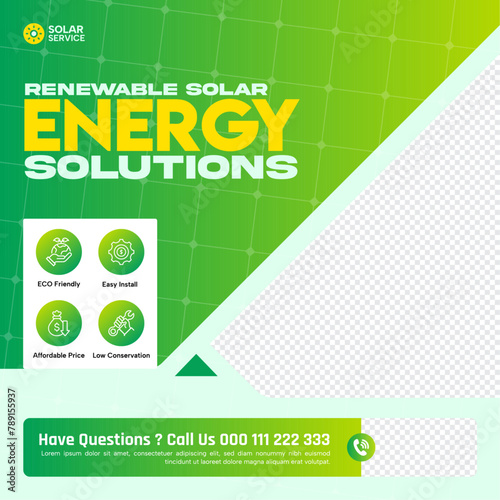 solar green energy social media post banner design vector illustrator
