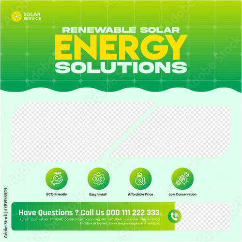 solar green energy social media post banner design vector illustrator