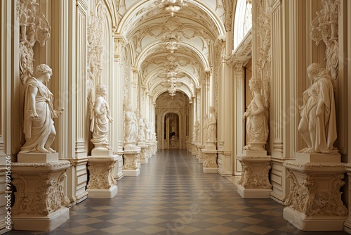 Ivory Statuettes & Cameo Reliefs: Baroque Palace Grand Hallway Designs