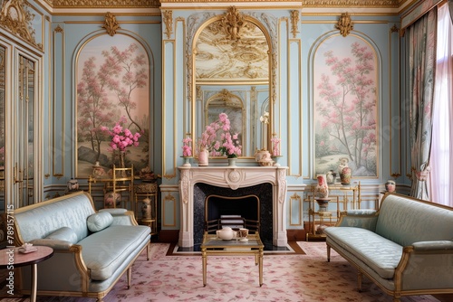 Intricate Molding and Pastel Wallpapers  Belle   poque Parisian Parlor Decors
