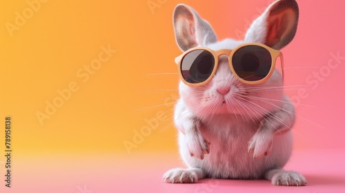 Funny koala wearing sunglasses in studio with a colorful and bright background, portrait pet glasses entertainment background party music raccoon young fun animal, background stage glasses funny animl photo