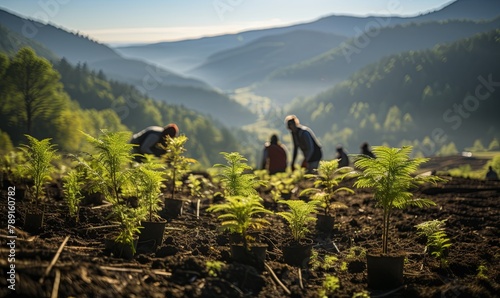 Group of People Standing on Lush Green Hillside