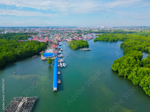 photo from above using a drone of the Tanjung Limau port located in the city of Bontang, East Kalimantan, Indonesia. photo